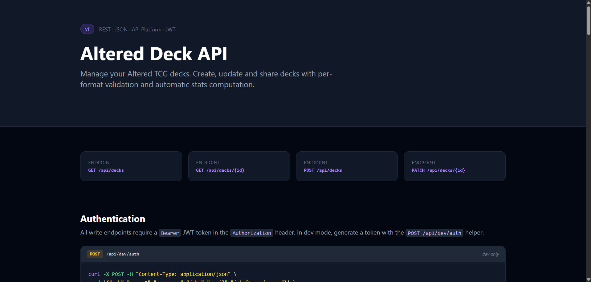 Decks API